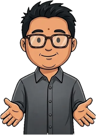 Ilustrasi Handry Teguh dengan tangan terbuka